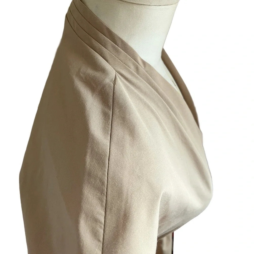 🚫SOLD🚫 Vintage 1970s Khaki Utility Midi Dress with rainbow belt and pockets - Picture 4 of 10